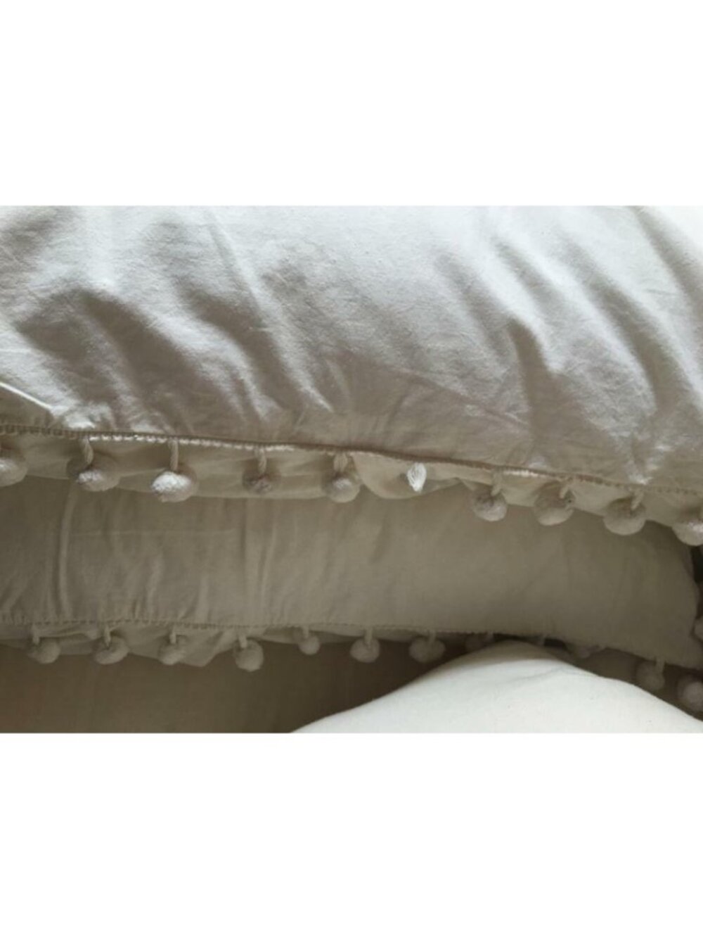 Urban Outfitters Magical Thinking Gray Pom Pom Fringe Standard Sham Set of 2 NEW - Picture 2 of 6